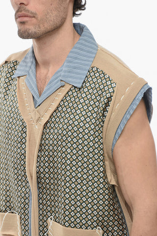 Polo Smanicata Con Doppio Tessuto