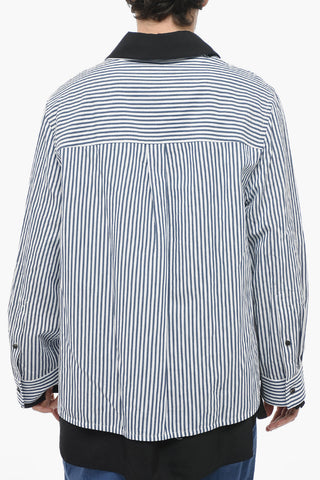 Linen Blend Oversized Shirt with Striped Pattern