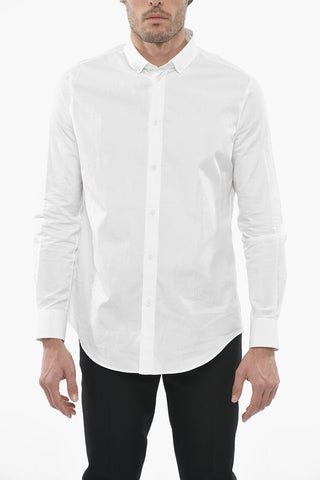 Cotton Popeline Shirt with Button Down Collar