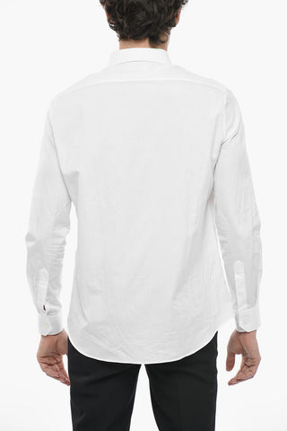 Cotton Popeline Shirt with Button Down Collar