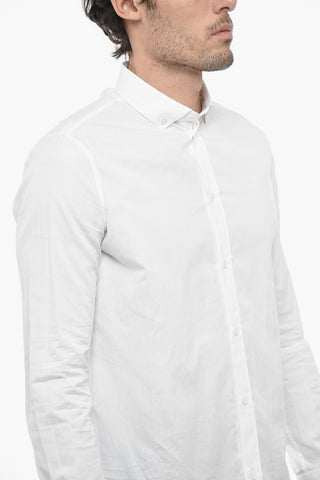 Cotton Popeline Shirt with Button Down Collar