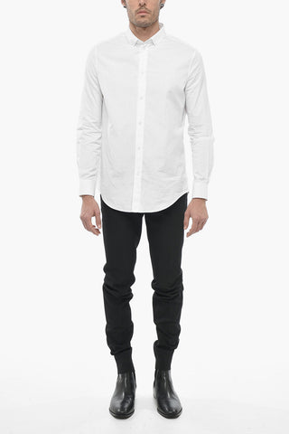 Cotton Popeline Shirt with Button Down Collar