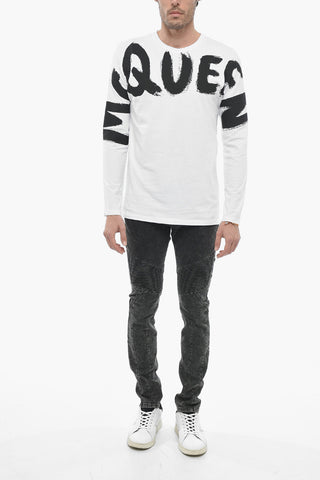 Long Sleeved T-shirt With Graffiti Print