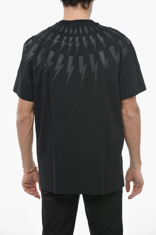 Slim Fit FAIRISLE THUNDERBOLT Crew-Neck T-shirt with Ton-On-Ton Print 