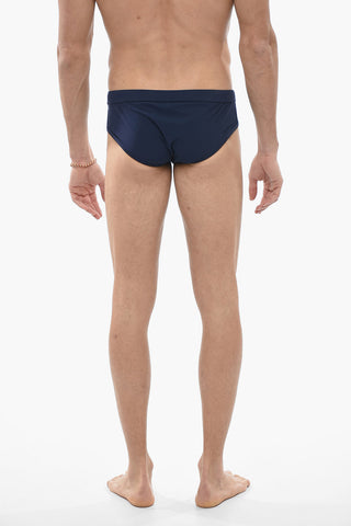 Slip Swimsuit with Logo Plaque
