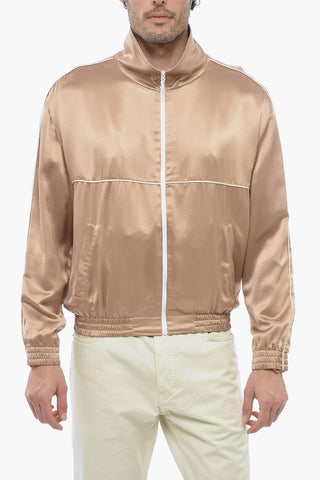 Silk Sweatshirt with Logoed Zip Closure