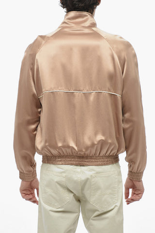 Silk Sweatshirt with Logoed Zip Closure