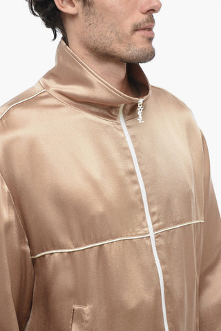 Silk Sweatshirt with Logoed Zip Closure