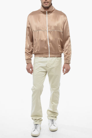 Silk Sweatshirt with Logoed Zip Closure