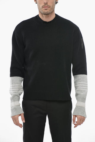 Wool and Cashmere Blnd Sweater with Contrasting Sleeves