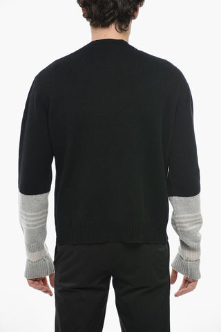 Wool and Cashmere Blnd Sweater with Contrasting Sleeves