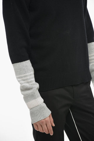 Wool and Cashmere Blnd Sweater with Contrasting Sleeves