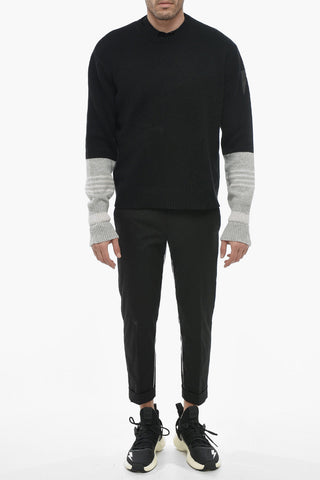 Wool and Cashmere Blnd Sweater with Contrasting Sleeves
