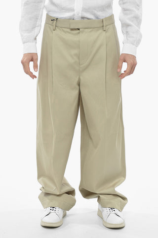 Twill Wide Leg Pants with Front Pleats