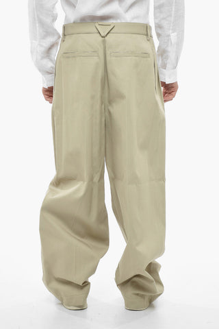 Twill Wide Leg Pants with Front Pleats