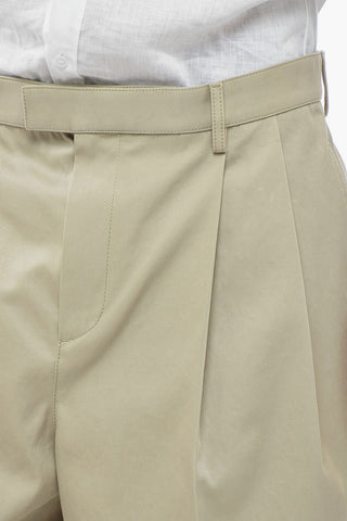 Twill Wide Leg Pants with Front Pleats