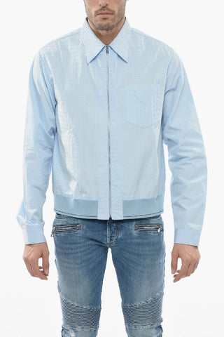 Studded Popeline Cotton Shirt with Front Zip