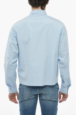 Studded Popeline Cotton Shirt with Front Zip
