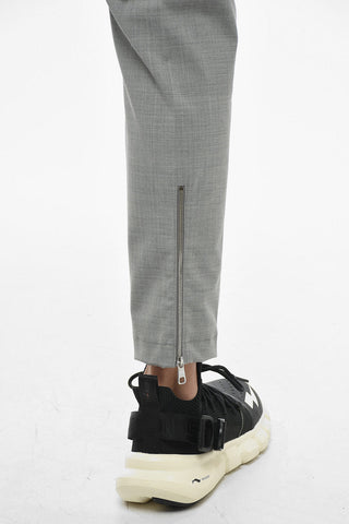Slim Fit Pants with Elastic Waistband and Ankle Zip