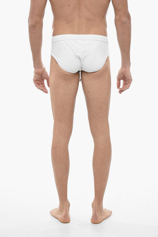 Slip Swimsuit with Logo Plaque