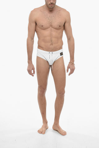 Slip Swimsuit with Logo Plaque