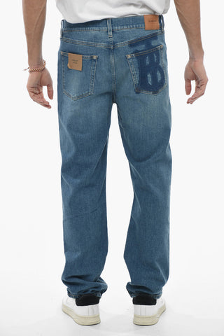 Stonewashed Effect Denims with Back Embroidered Logo