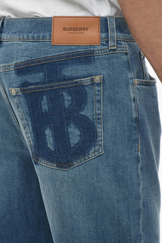Stonewashed Effect Denims with Back Embroidered Logo
