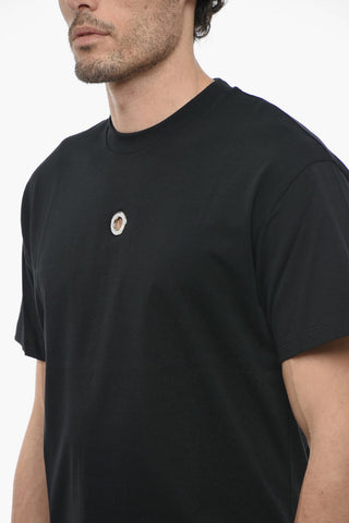 T-shirt Girocollo Slim Fit con Dettaglio Occhiello