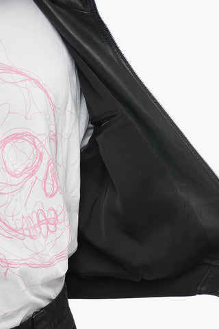 Hooded Leather Bomber Jacket