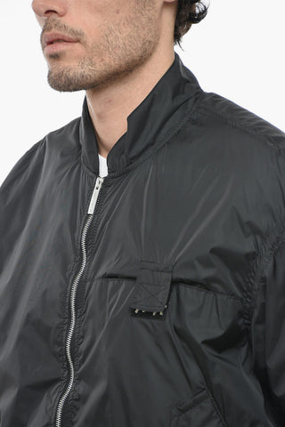 Nylon Padded Bomber Jacket with Velcro Details