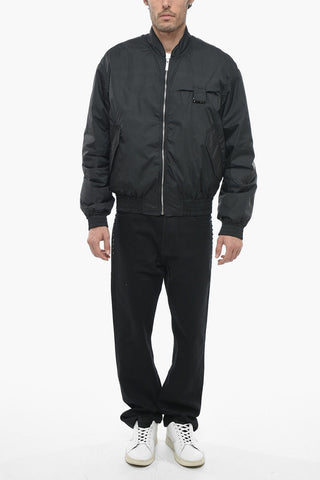 Nylon Padded Bomber Jacket with Velcro Details