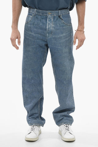 Pantaloni in Pelle Stampata Effetto Denim