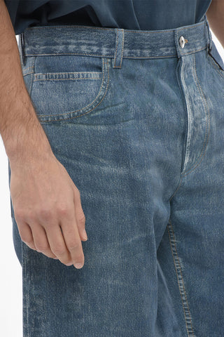 Pantaloni in Pelle Stampata Effetto Denim
