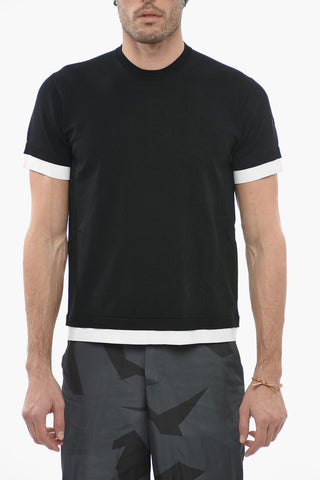 Maglia Girocollo a Manica Corta TECNO Con Fondo a Contrasto