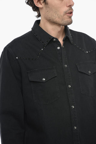 Denim Shirt with Studded Application