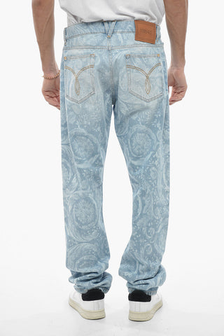 Light Wash MITCHEL Denims with All Over Logoed Pattern