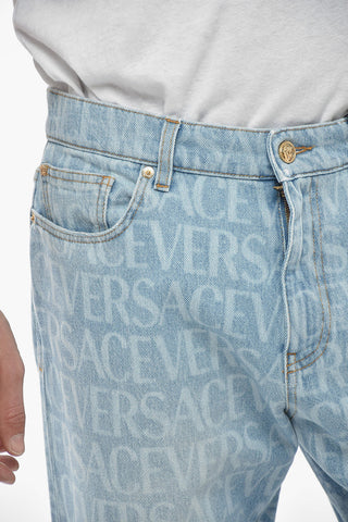 Light Wash MITCHEL Denims with All Over Logoed Pattern