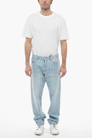 Light Wash MITCHEL Denims with All Over Logoed Pattern