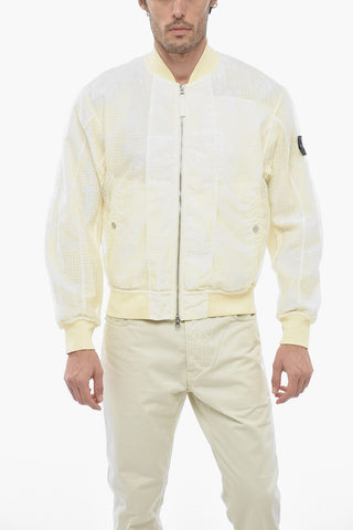 Giubbotto Bomber in Organza con Dettaglio Ristop Distressed