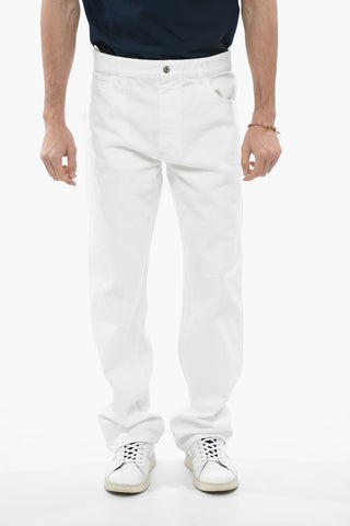 Straight-leg Denims with Leather Patch