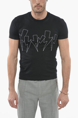 Slim Fit JUMBLEND BOLT Crew-Neck T-shirt With Embroidery