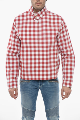 Gingham Cotton Overshirt with Front Zip