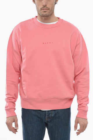Crew Neck Organic Cotton Sweatshirt with Printed Logo