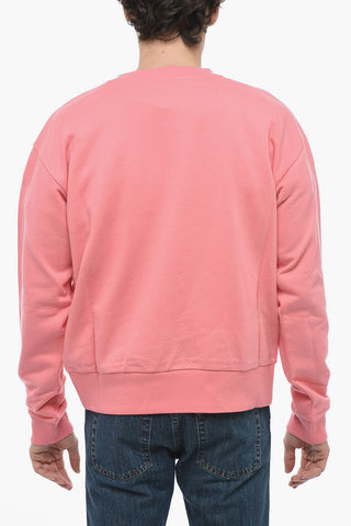 Crew Neck Organic Cotton Sweatshirt with Printed Logo