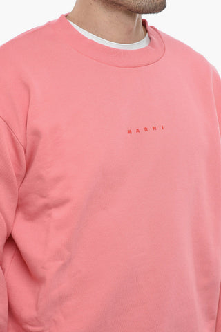 Crew Neck Organic Cotton Sweatshirt with Printed Logo