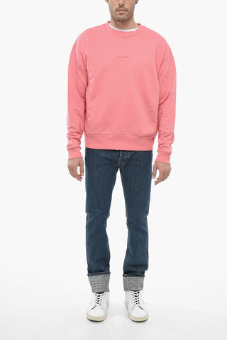 Crew Neck Organic Cotton Sweatshirt with Printed Logo