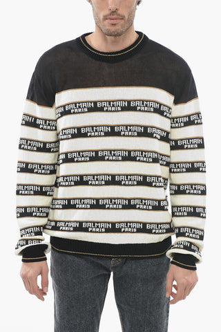 Crewneck INTARSIA Sweater With Embroidered Logo