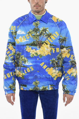 Quilted SOUVENIR Bomber Jacket with Snap Buttons