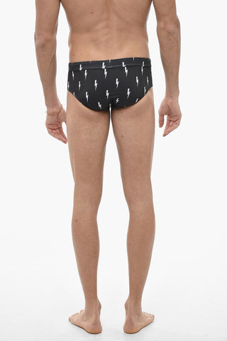 Printed Slim Fit THUNDERBOLT Swim Briefs