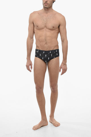 Printed Slim Fit THUNDERBOLT Swim Briefs